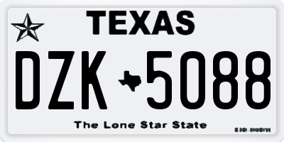 TX license plate DZK5088