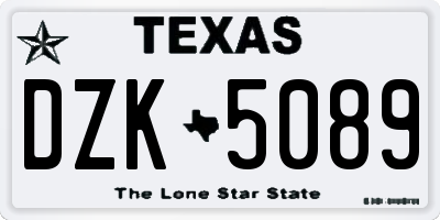 TX license plate DZK5089