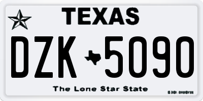 TX license plate DZK5090