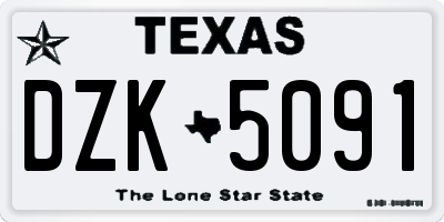 TX license plate DZK5091