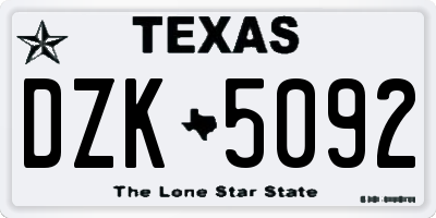 TX license plate DZK5092