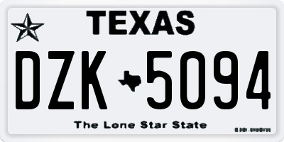 TX license plate DZK5094
