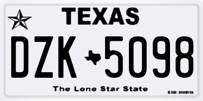 TX license plate DZK5098