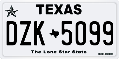 TX license plate DZK5099