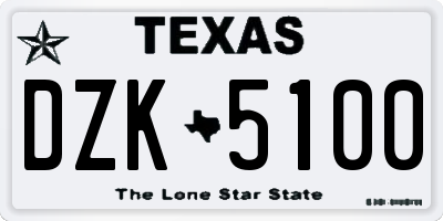 TX license plate DZK5100