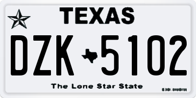 TX license plate DZK5102