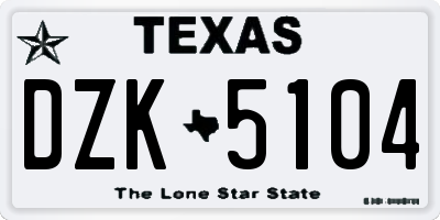 TX license plate DZK5104