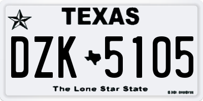 TX license plate DZK5105
