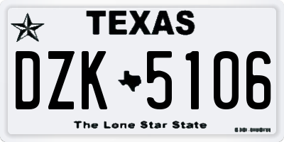 TX license plate DZK5106