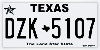 TX license plate DZK5107