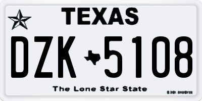 TX license plate DZK5108