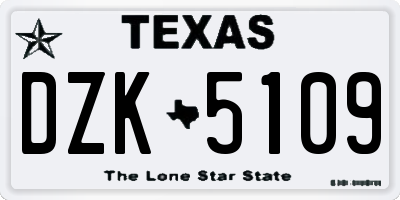 TX license plate DZK5109
