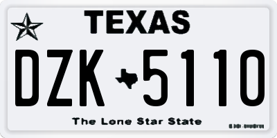 TX license plate DZK5110
