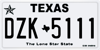 TX license plate DZK5111