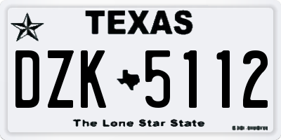 TX license plate DZK5112