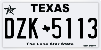TX license plate DZK5113