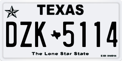 TX license plate DZK5114