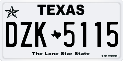 TX license plate DZK5115