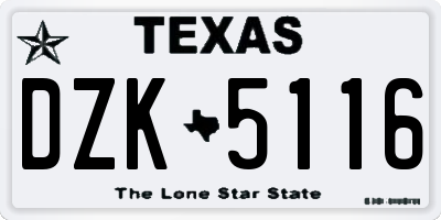 TX license plate DZK5116