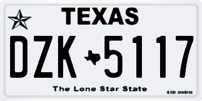 TX license plate DZK5117
