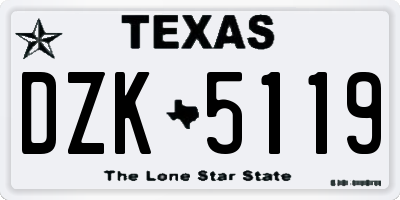 TX license plate DZK5119