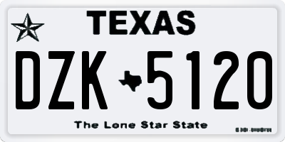 TX license plate DZK5120