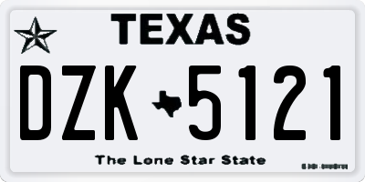 TX license plate DZK5121