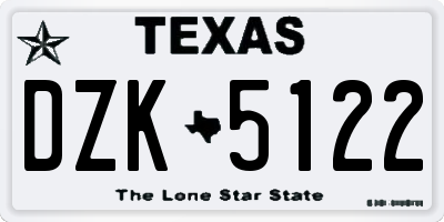 TX license plate DZK5122