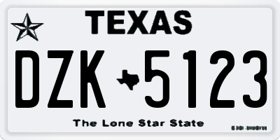 TX license plate DZK5123