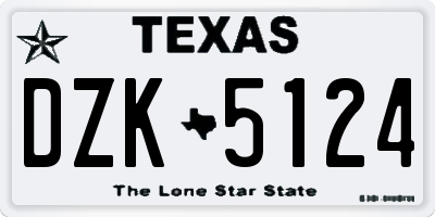 TX license plate DZK5124