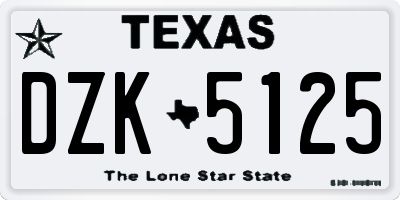TX license plate DZK5125