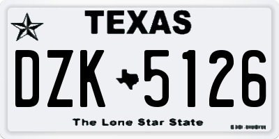 TX license plate DZK5126