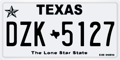 TX license plate DZK5127
