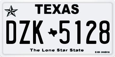 TX license plate DZK5128