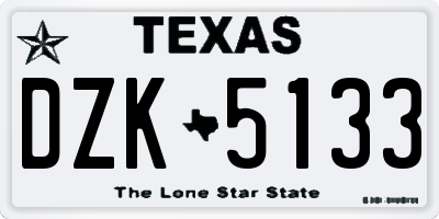 TX license plate DZK5133