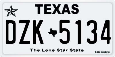 TX license plate DZK5134