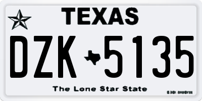 TX license plate DZK5135