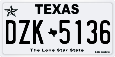 TX license plate DZK5136