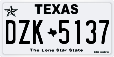 TX license plate DZK5137