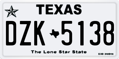 TX license plate DZK5138