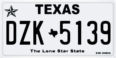 TX license plate DZK5139