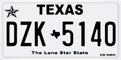 TX license plate DZK5140