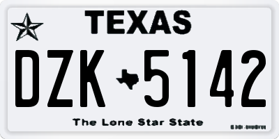 TX license plate DZK5142