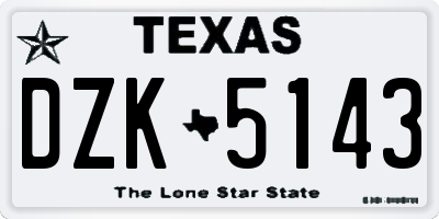 TX license plate DZK5143
