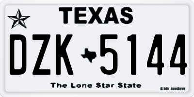 TX license plate DZK5144