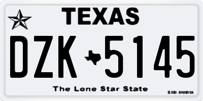 TX license plate DZK5145