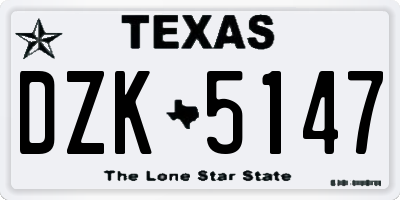 TX license plate DZK5147