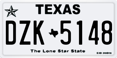TX license plate DZK5148
