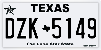 TX license plate DZK5149