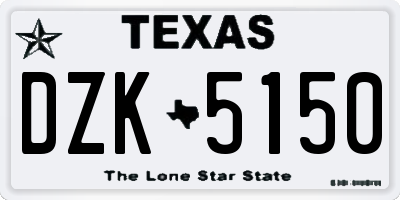 TX license plate DZK5150